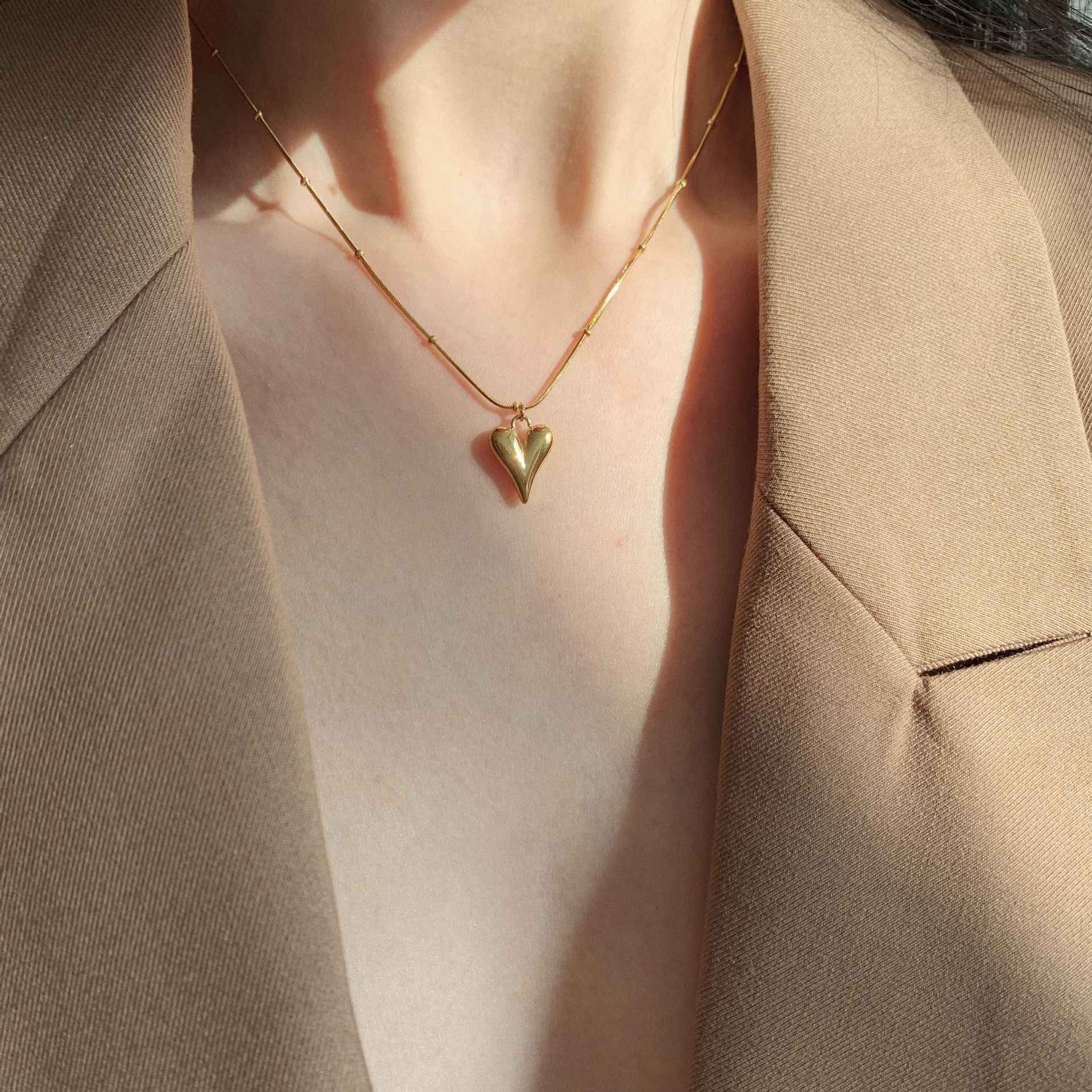 10g Weight PVD Coated Gold Plating Process 18K Gold Plated Plating Material PVD Coated 18K Gold Plated Geometric 304 Stainless Steel Simple Style Waterproof Non Tarnish 304 Stainless Steel Necklace