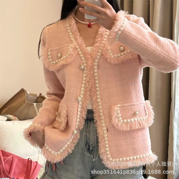 Thirteen Lines Autumn and Winter New Korean Style Lady Style Small Fragrance Jacket High-End Cardigan Top Women's Clothing Wholesale Supply