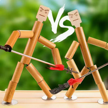 定制竹节人材料包双人对战玩具手工diy小学生自制益智游戏竹子人