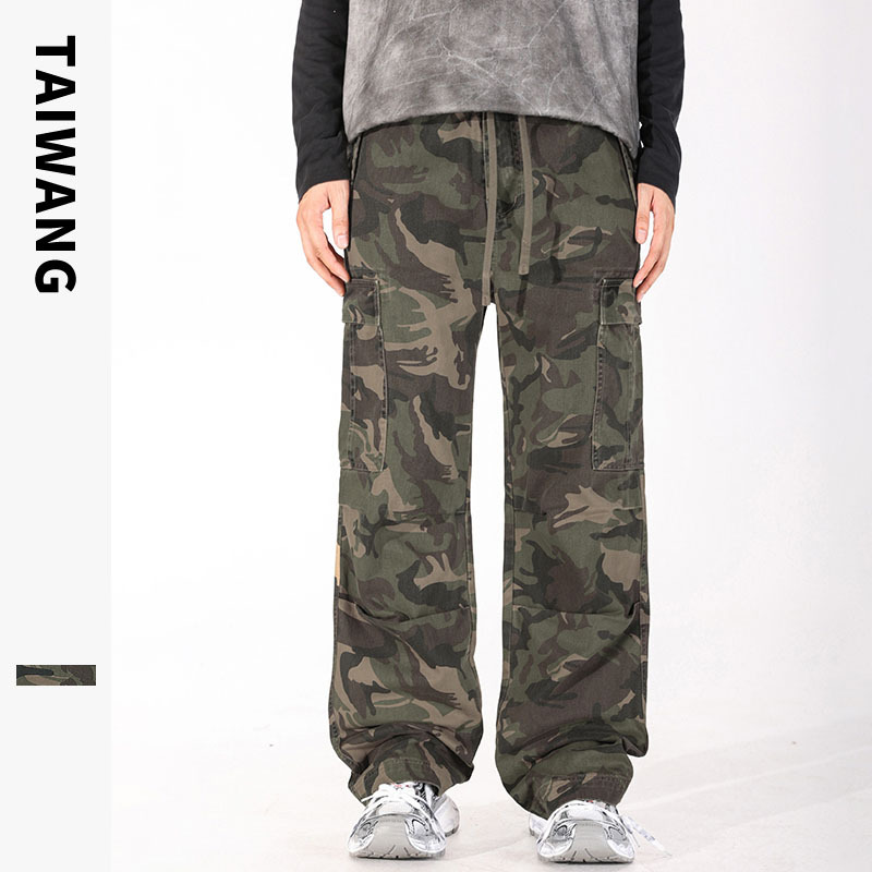 Thai King Men's Clothing | 2025 American Retro Paratrooper Pants Autumn Winter Camouflage Cargo Loose Multi-Pocket Men's Long Pants
