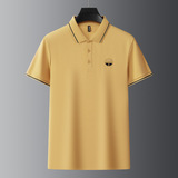Летняя тонкая комбинированная модная цветная футболка polo, с вышивкой, свободный прямой крой, короткий рукав, (в наличии на складе)