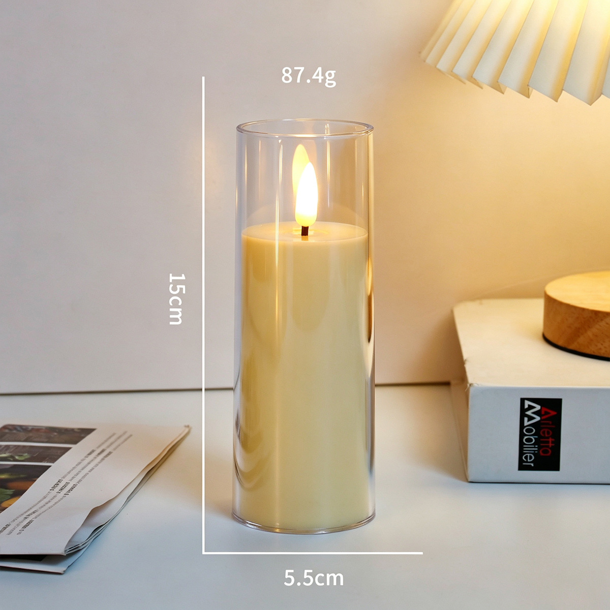 Lámpara de Vela Electrónica de Acrílico Sin Humo con Control Remoto para Propuesta de Matrimonio y Fiestas