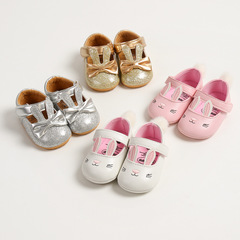 2024 New Baby Shoes Rabbit Style Soft Sole Anti-Slip Learning Shoes Baby Princess Shoes M2052