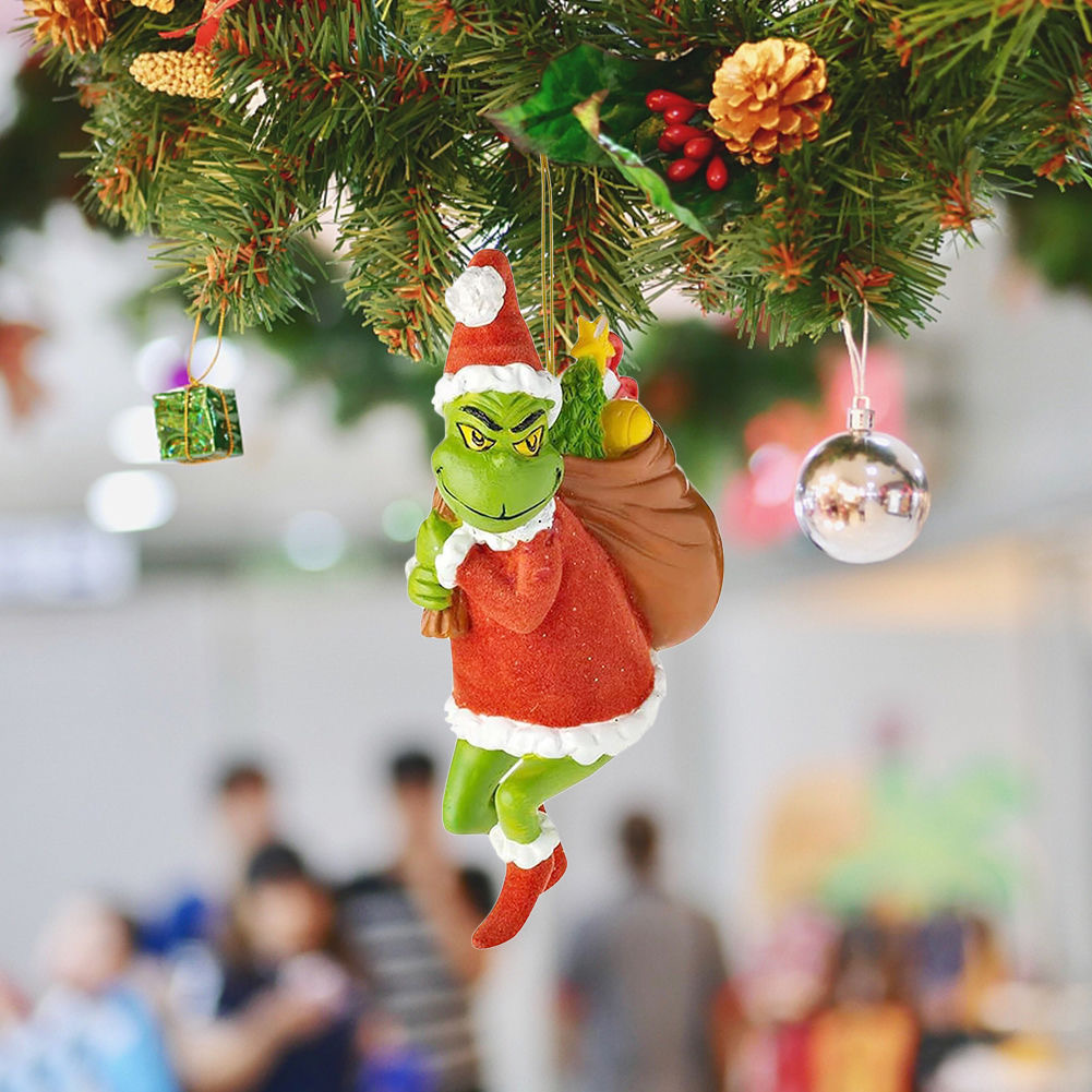 2023 nuevos productos monstruos de pelo verde decoración de Navidad colgante de dibujos animados colgante de árbol de Navidad decoración interior de automóviles de Navidad image 3