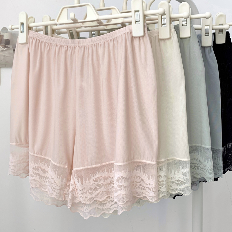 Women's Summer and Autumn Safety Pants, Ice Silk Anti-Trip Thin Style, Non-Rolling, Wearable Outside, Base Layer Shorts, Loose and Safe Pants