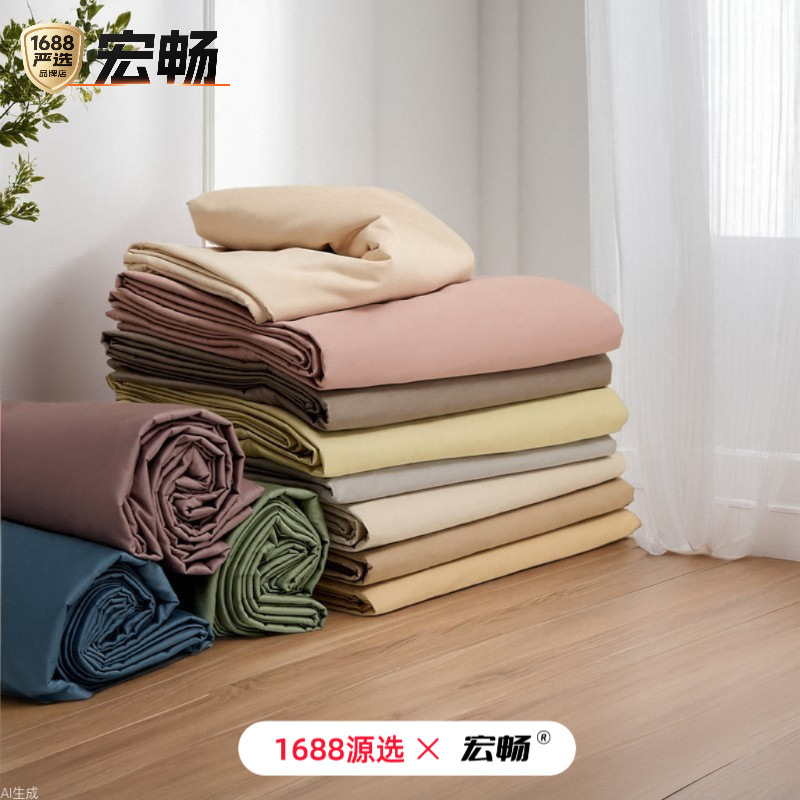 100 fundas de edredón individual de algodón de fibra larga, algodón de cuatro estaciones, color sólido, cama individual simple, funda de almohada individual, sábana de algodón puro