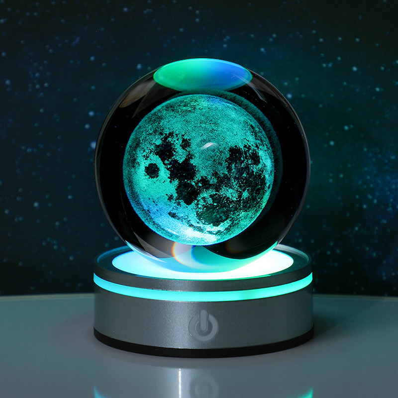 跨境发光银河系星空水晶球小夜灯触摸电池底座创意学生生日礼物|undefined