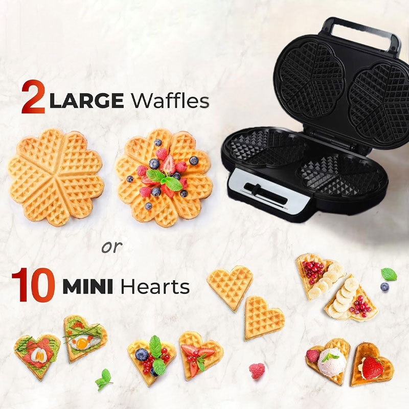 Transfronterizo 110v dos piezas amor máquina de waffle sándwich galletas electromecánicas máquina de desayuno Waffle maker