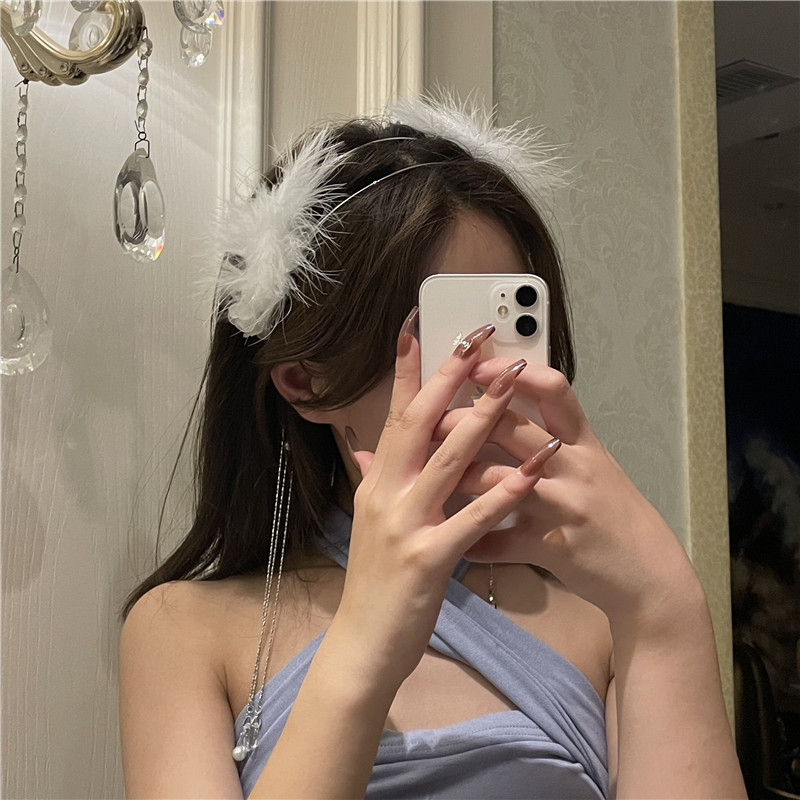 Feather Tassel Headband Pearl Hair Accessories Headdress display picture 1