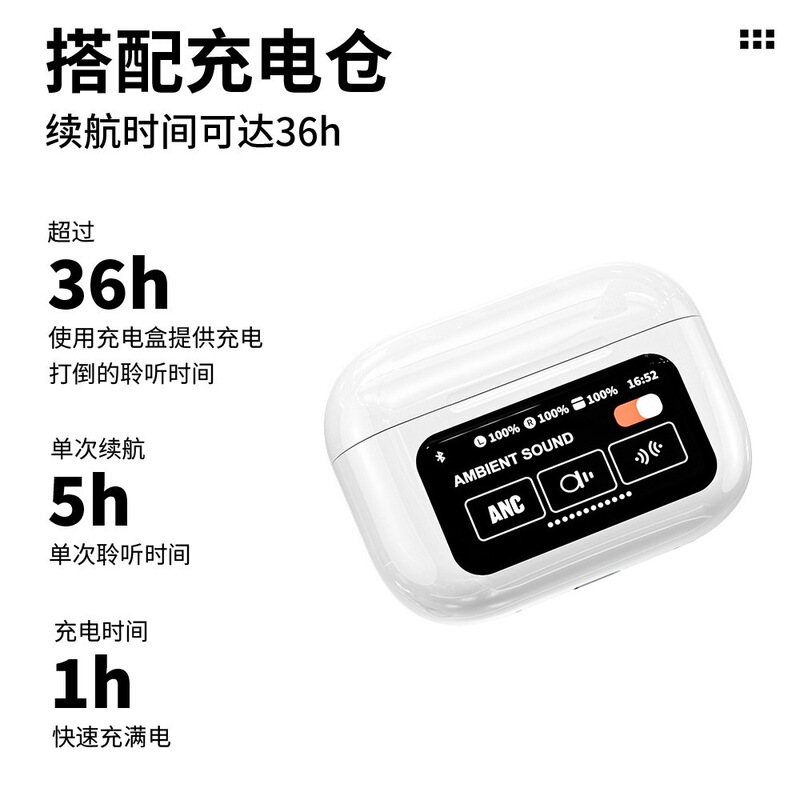 厳選された越境A9pro第5世代Bluetoothヘッドセット、スマートカラースクリーン、多機能、長いバッテリー寿命、ワイヤレスヘッドセット、ANCノイズリダクション|undefined