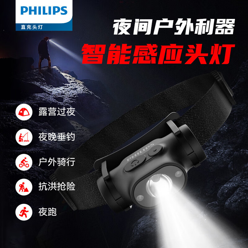 Philips/Philips Smart Sensor Headlight Sfl1851 Night Fishing Led Strong Light Angle Adjustable