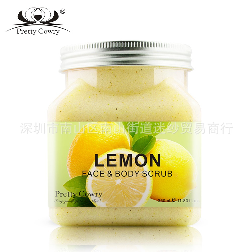 跨境pretty cowry柠檬磨砂膏面部身体清洁霜LEMONFACE BODY SCRUB