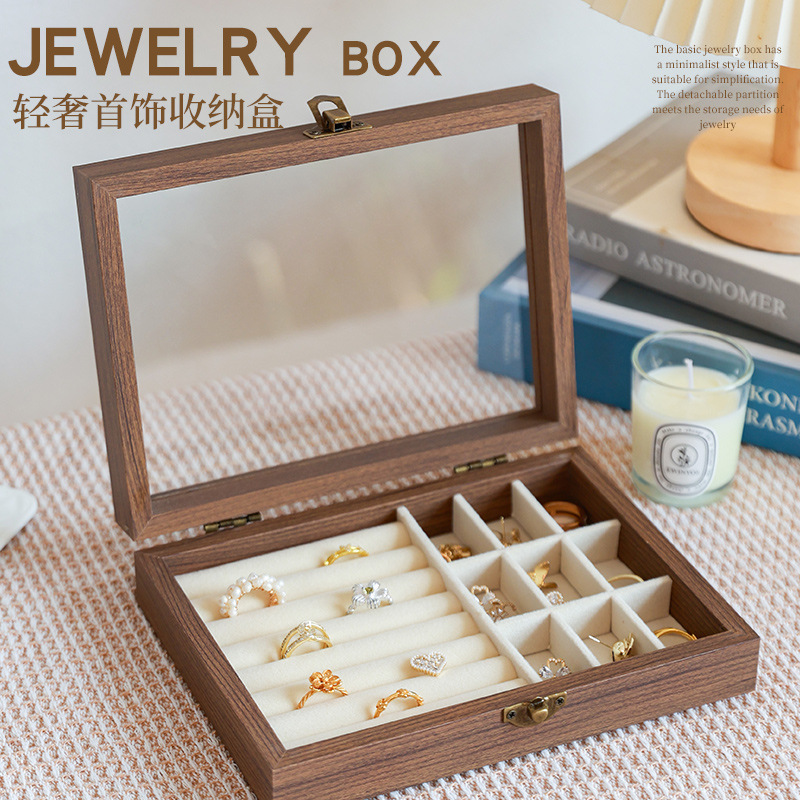 Walnut Wood Grain Jewelry Storage Box, High-End and Exquisite, Small-Sized, Multifunctional Jewelry Box for Rings, Necklaces, Earrings, and Other Accessories Walnut Wood Grain Jewelry Storage Box, High-End and Exquisite, Small-Sized, Multifunctional Jewelry Box for Rings, Necklaces, Earrings, and Other Accessories