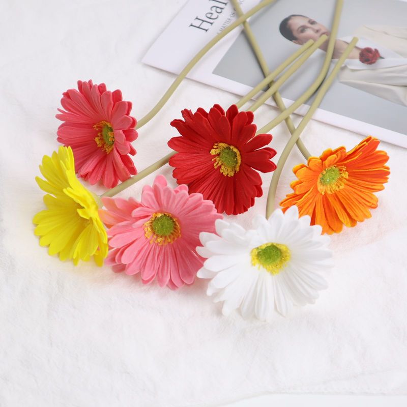 Cross-Border Pu Gerbera Artificial Flower Gerbera Flower Living Room Decoration Wedding Artificial Flower Ins Small Fresh Style Sunflower