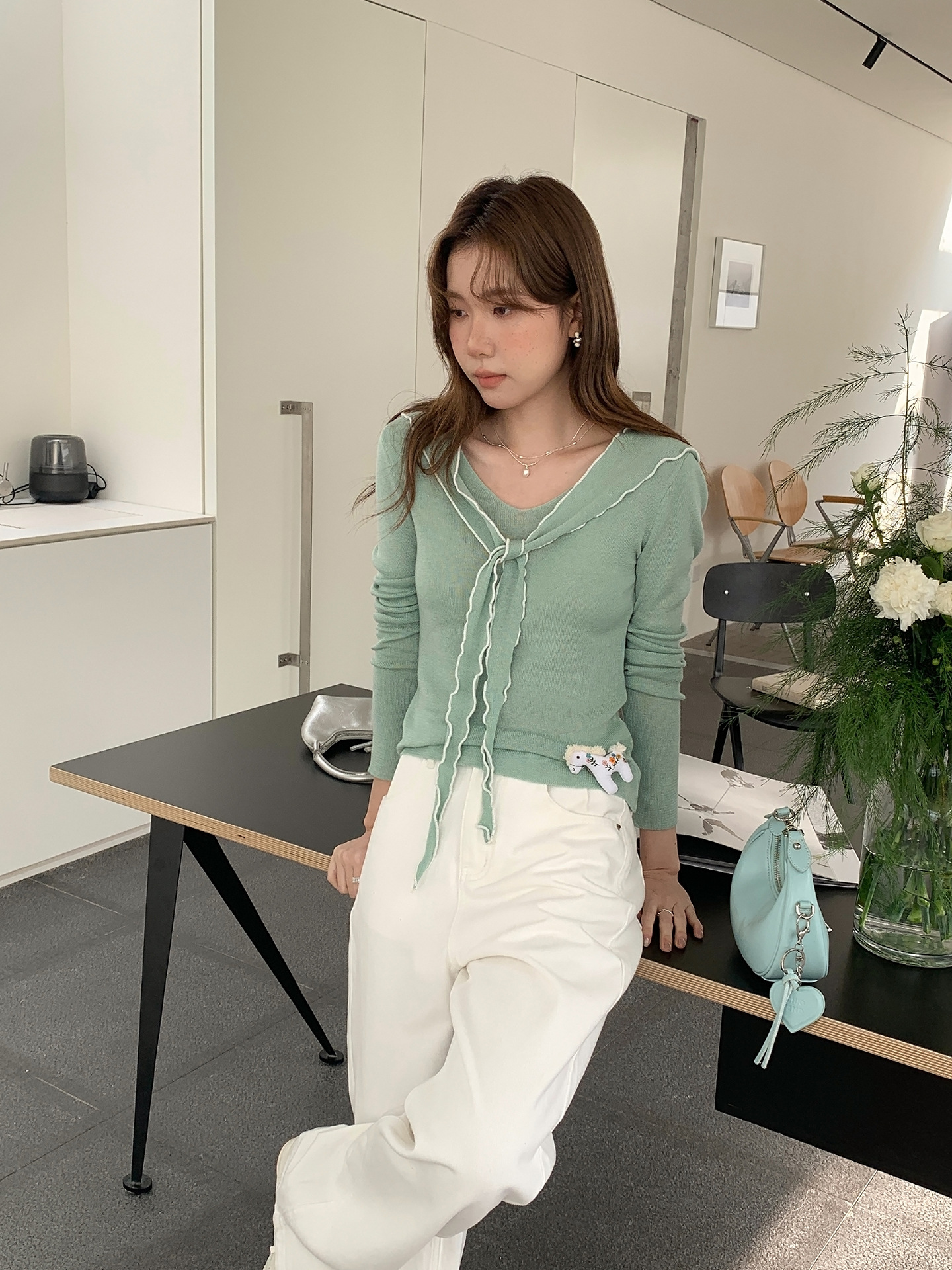 26ye032 ice green fake two pieces