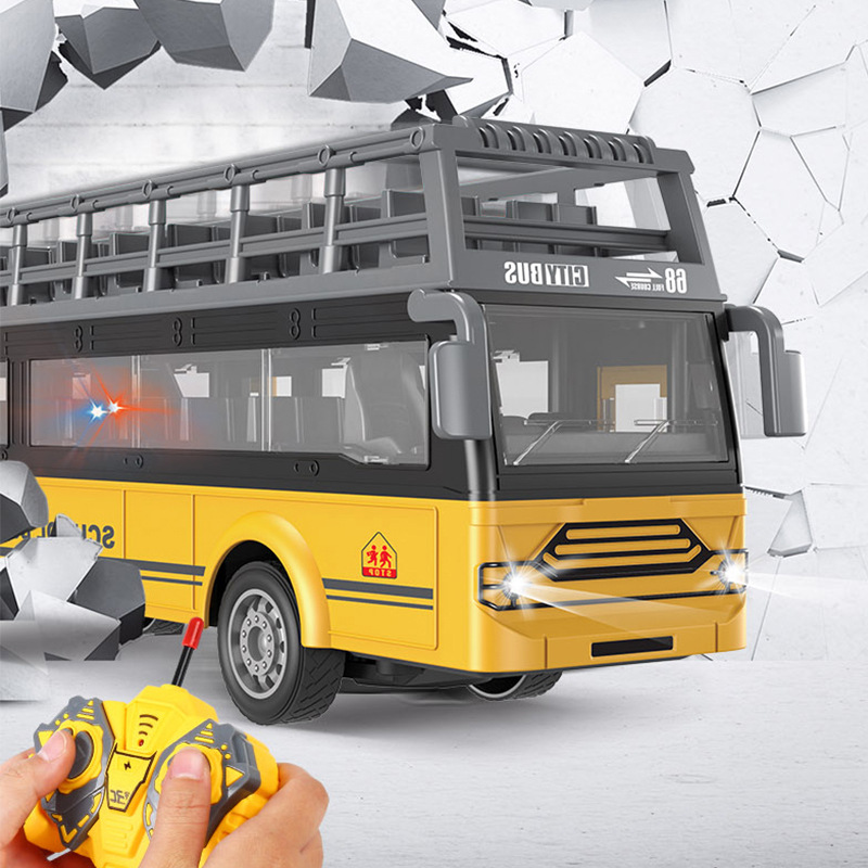 Coche de juguete eléctrico de cuatro vías coche de control remoto de una sola capa de doble capa de autobús turístico autobús de viaje de puerta abierta autobús de juguete