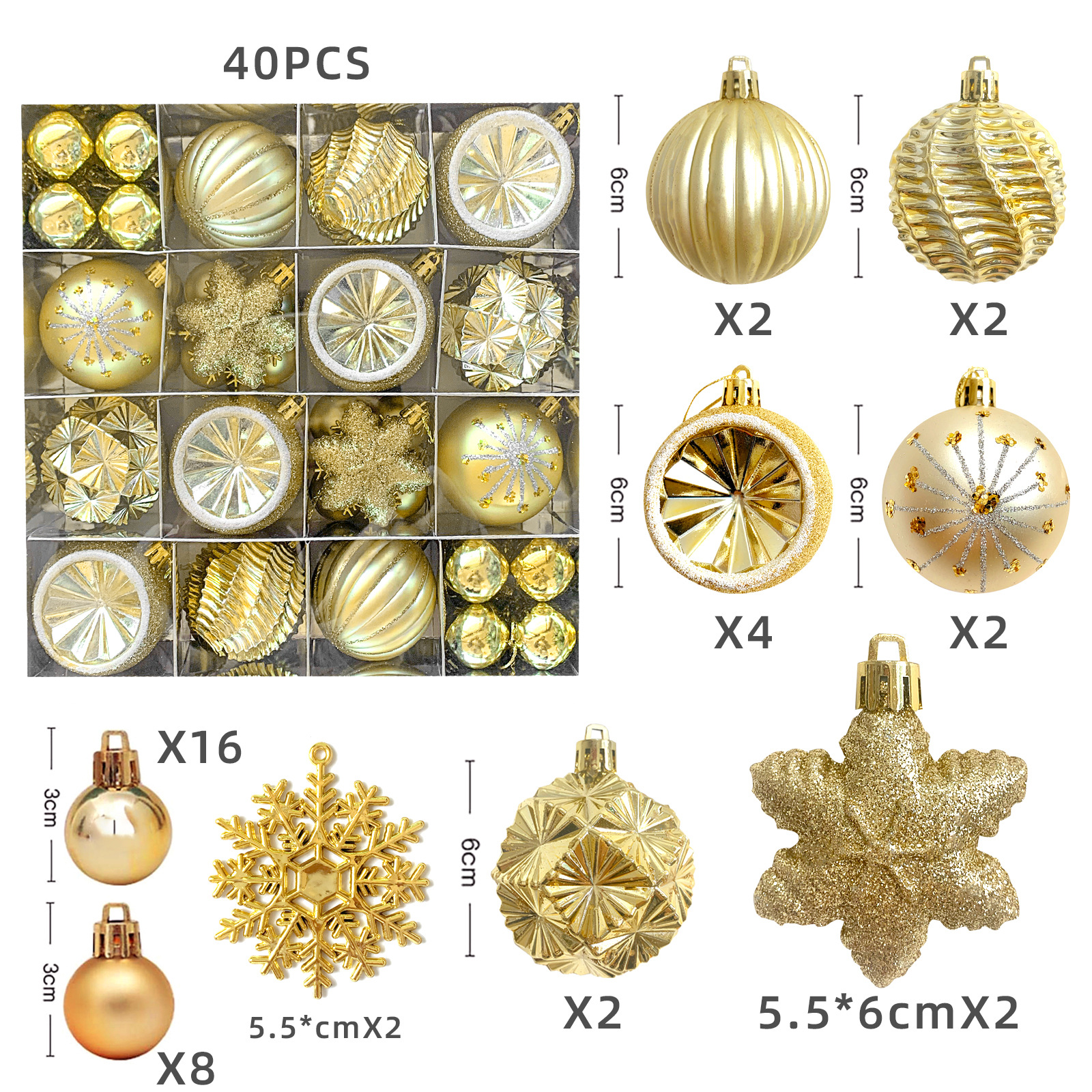 Juego de Esferas Navideñas Galvanizadas 6cm de Plástico para Árbol de Navidad image 13
