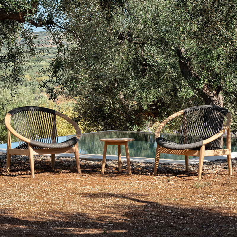Sofá de patio para exteriores, resistente al agua y al sol, muebles de ocio para hoteles y resorts, sofá de teca para terraza y jardín.