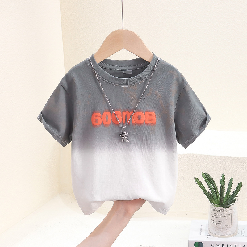 7816 camiseta de manga corta para niños nuevo verano para niños fresco y guapo estilo occidental tie-dye blusa de media manga ropa de verano para niños