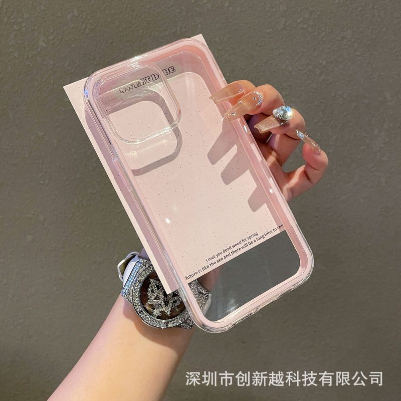适用苹果16Promax纯色边框二合一手机壳iPhone15高透亚克力防摔套|undefined