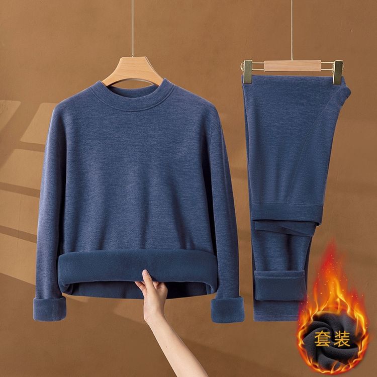 2025 Autumn and Winter Men's and Women's Velvet Thickeneded Intimates Set, Middle-Aged and Elderly Cold-Resistant Base Intimates, Thickeneded Autumn Clothes and Long Pants