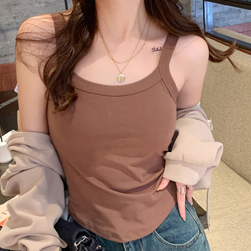 純欲ギャル純綿ストラップ美背ベスト一体式胸パッド付き|undefined