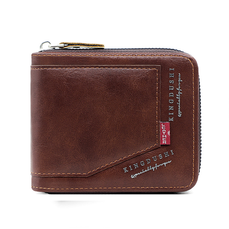 Kingdushi hombres cartera corta de gran capacidad Multi-tarjeta de identificación bolsa de moneda bolsa de bisagra bolsa de cadena al por mayor