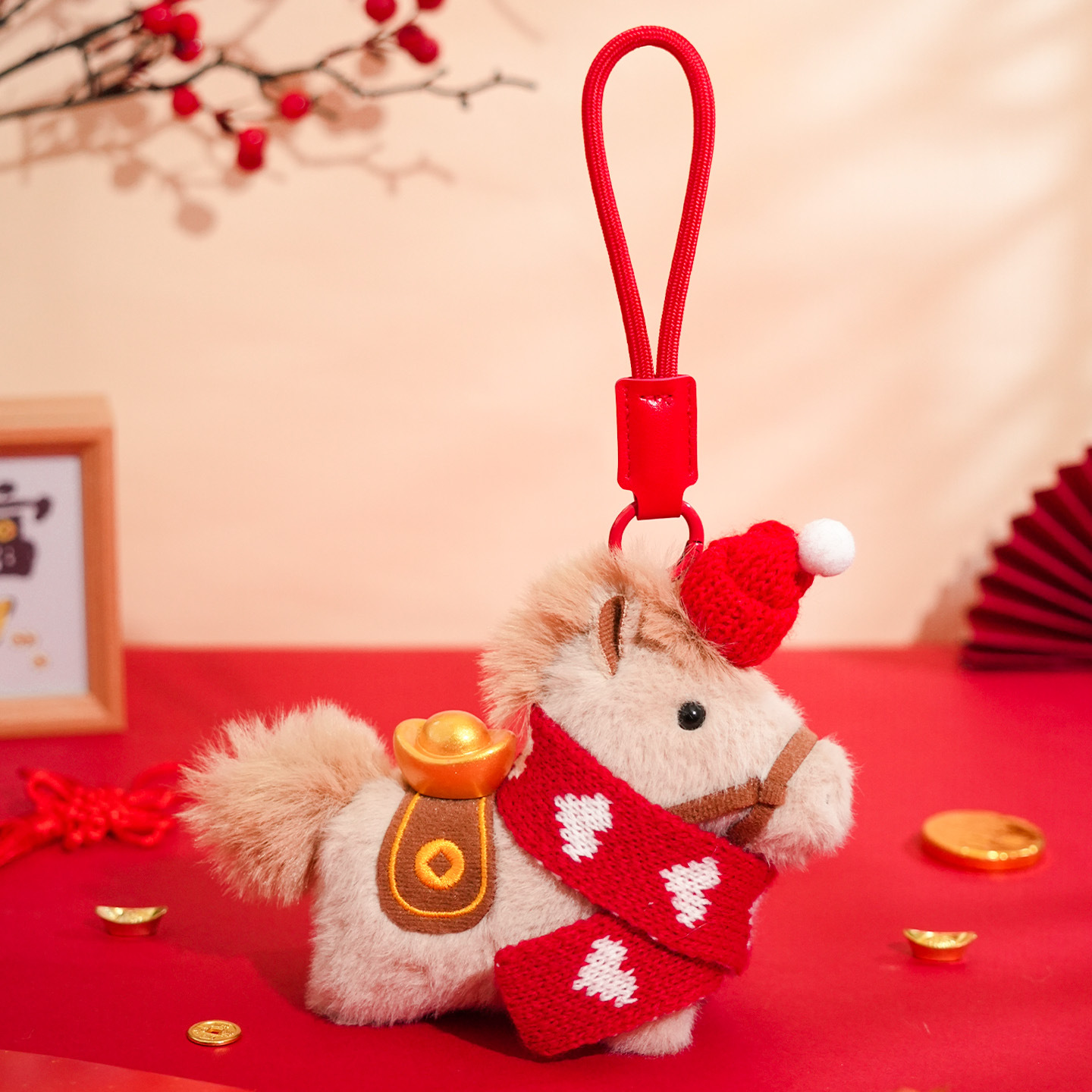 Плюшевая пони, подвеска, красный комплект