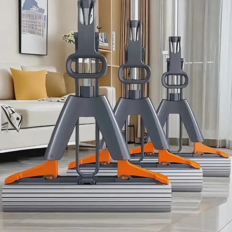 Xinjiang Can Ship - Hands-Free Folding Mop with Sponge for Home Use, Dual Squeeze for Dry and Wet Use, Fast Soft Water Absorption
