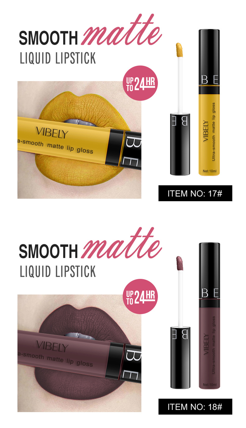 VIBELY Cross-border Makeup Amazon matte non-stick cup lip gloss Non-fading long-lasting liquid Lipstick Export version undefined
