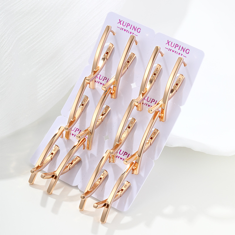 Aretes de Hebilla Cruzados de Aleación, Estilo Retro, para Mujer image 5