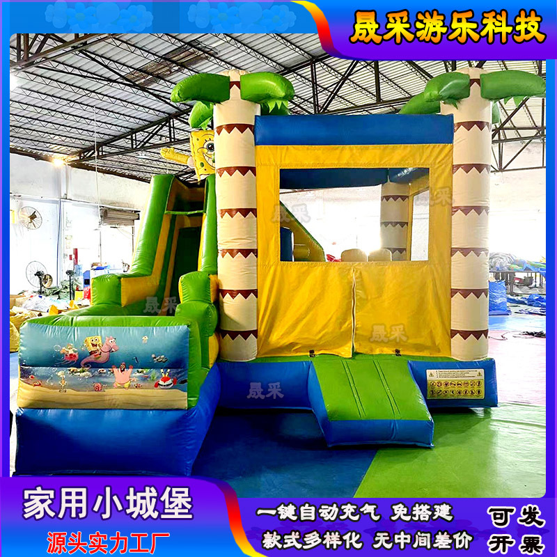 Castillo inflable infantil para el hogar, tobogán de trampolín para interiores, equipo de castillo inflable para comercio exterior, fabricante de castillos inflables.