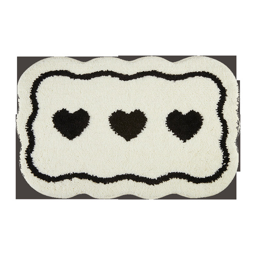 Cream style bathroom bathroom absorbent floor mat carpet black and white love foot mat in front of the door non-slip floor mat bedroom bedside