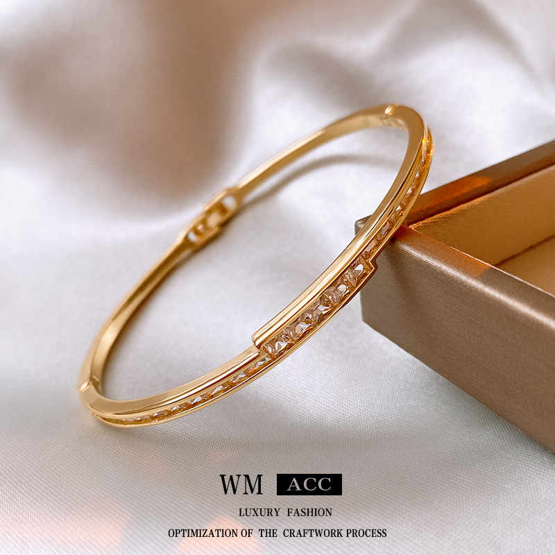 Real oro galvanizado ZIRCON costura hebilla pulsera moda viajero versátil diseño pulsera nueva pulsera al por mayor