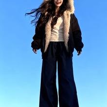 黑色猫耳朵座山雕棉服女2025冬新款加厚夹棉保暖棉衣可爱甜酷外套