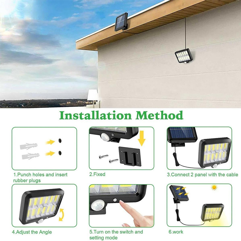 Transfronterizo solar 100LED dividido al aire libre patio garaje iluminación doméstica COB lámpara de pared de inducción impermeable