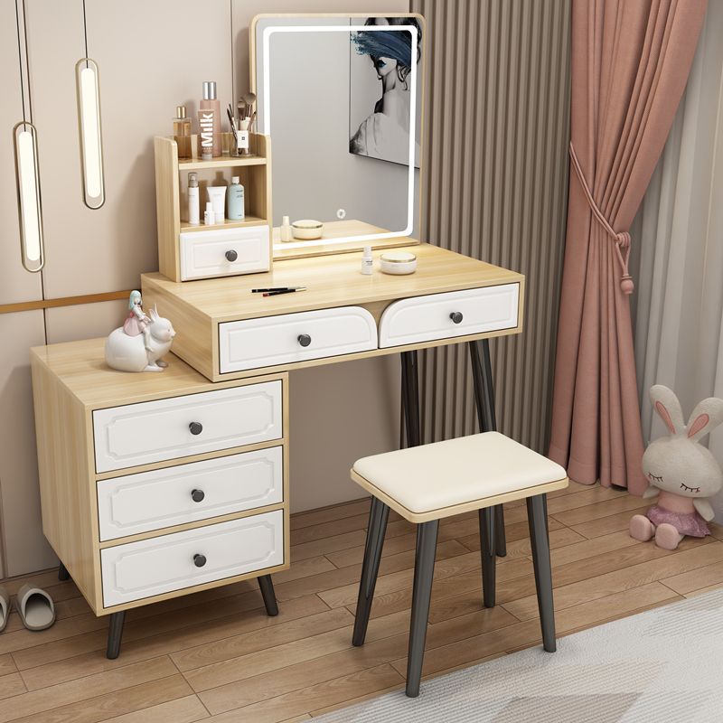Nórdico blanco red red comedor dormitorio pequeño armario tabla plegable espejo escondido inteligente simple lámpara LED