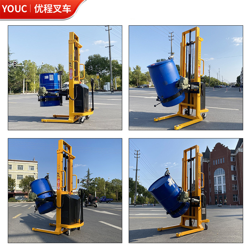 Carrileta elevadora de barril eléctrico de aceite elevación camión de descarga hidráulico de barril de barril de hierro camión de transporte de barril de plástico pesado