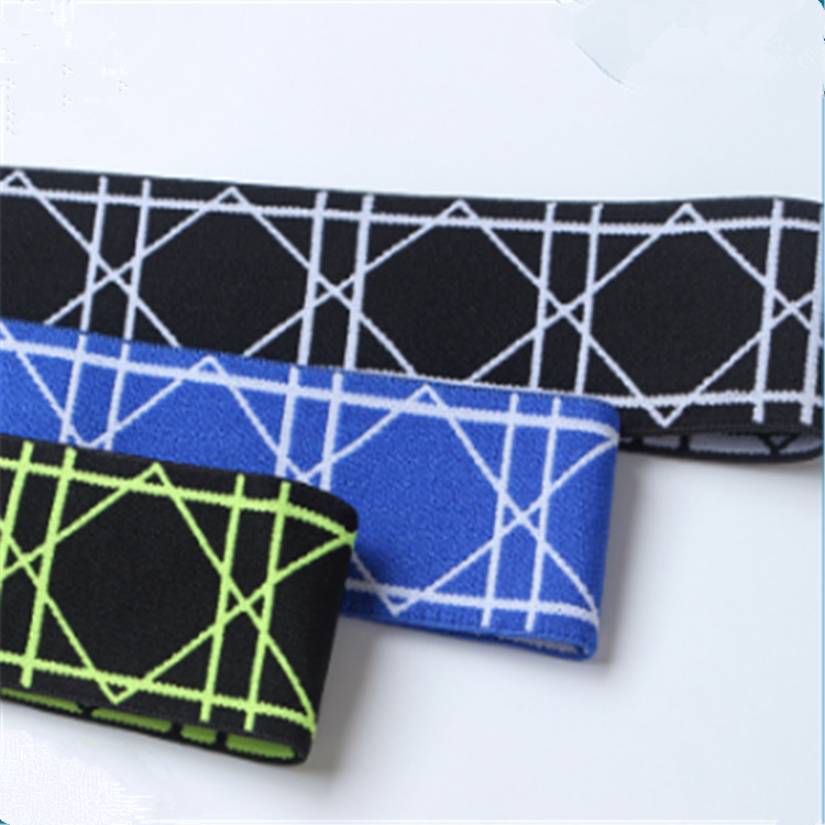 荧光底色牛筋带 白黑色带条纹方格防尼龙松紧带 竖纹弹力裤腰带