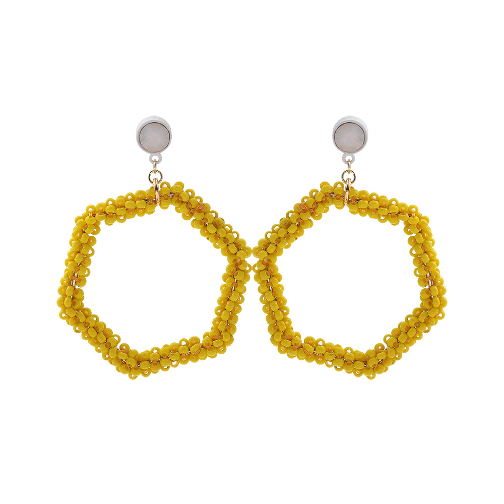 Boucles D&#39;oreilles Hexagonales En Perles De Couleur Bonbon Créatives display picture 2