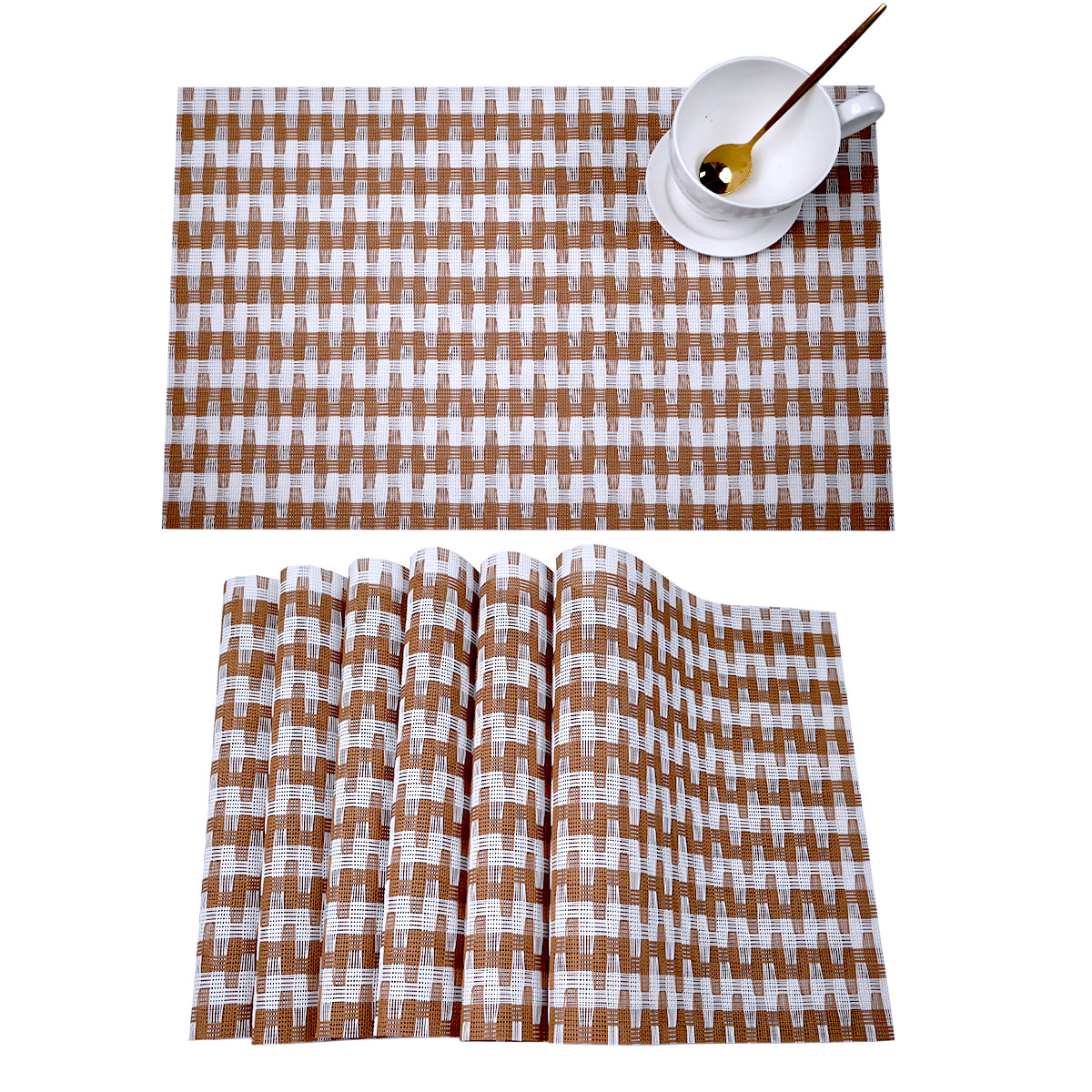 Nórdico Jacquard rayas cojín Teslin lavable cortar cojín de taza tejido antideslizante aislamiento cojín de mesa occidental cojín de mesa