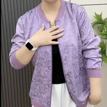 中老年女装网红款中老年女装妈妈装拉链薄款夹克衫外套女秋装上衣