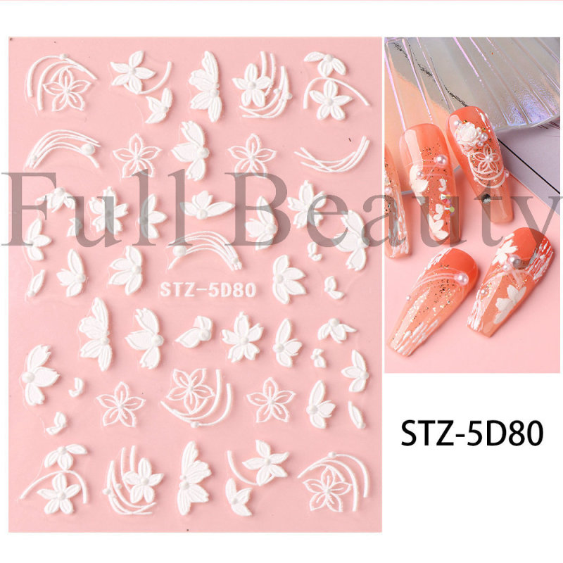 越境新作ネイルステッカーinsレリーフ立体5dツバキ花モクセイ花花花柄ネイルステッカーnail|undefined