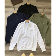 跨境 Lac 鳄 英伦风男士时尚立领纯色半拉链毛圈卫衣百搭男女上衣