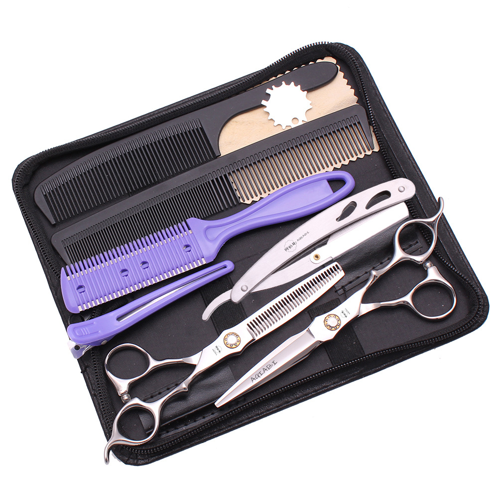 Achabi High-end Bearing Hairdresser Professional Scissors Haircutting Shop Special Flat Scissor Tooth Scissor Bangs Thinning Set 