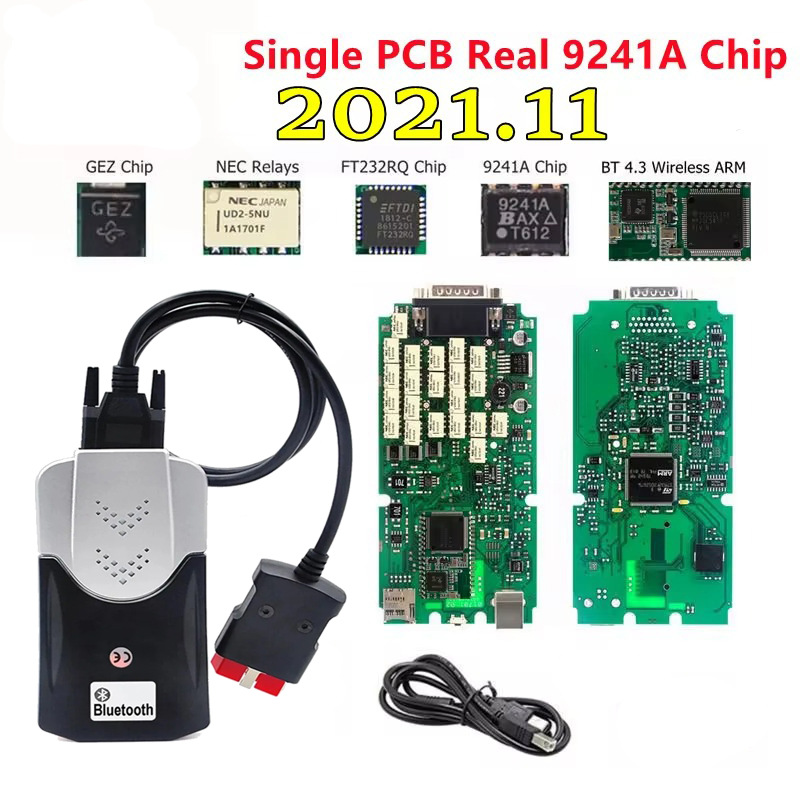 跨境单板高质量DS150E蓝牙2.0/4.3 V2021.11New VC汽车诊断仪