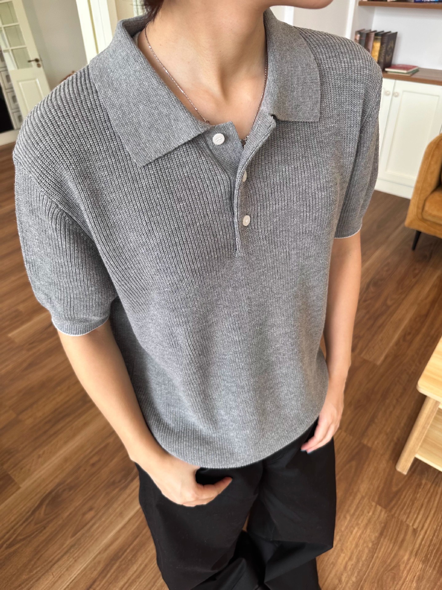 Gestricktes Polohemd Für Damen Und Herren Baumwolle Leinen Blumen_voghion.com
