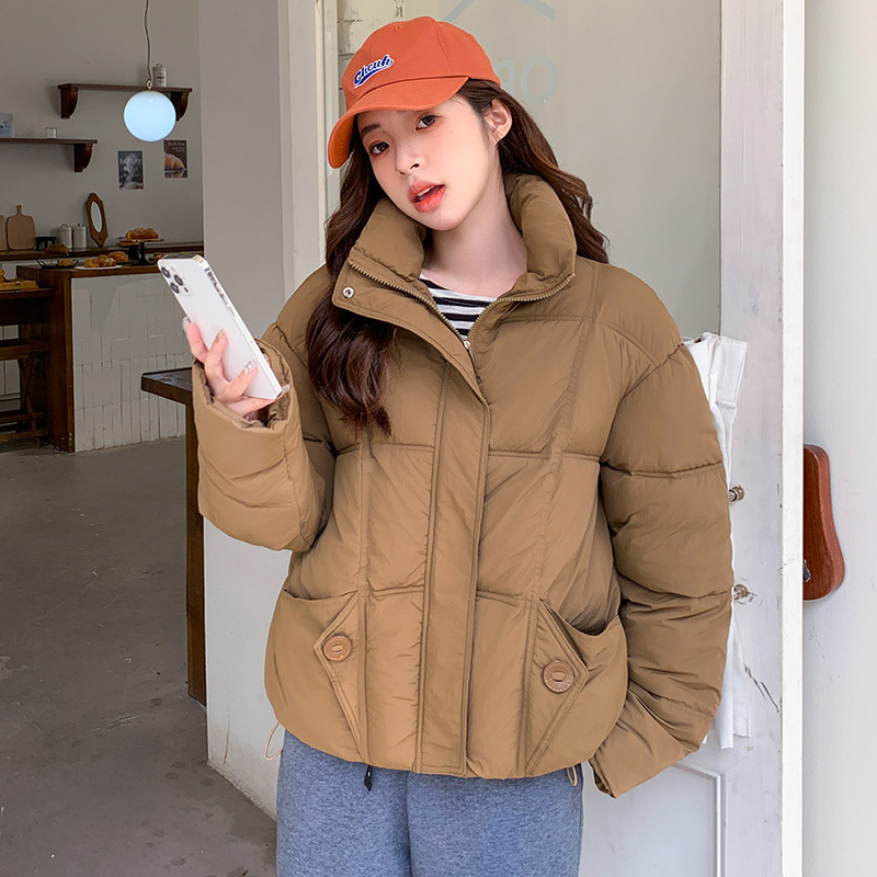 Europa pan de ropa de algodón de pluma corta ropa de algodón de mujer estilo coreano abrigo suelto de otoño y invierno chaqueta de algodón gruesa 2024 nuevo