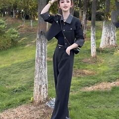 入春穿搭一整套女2025年新款气质小香风短外套高腰阔腿裤子两件套