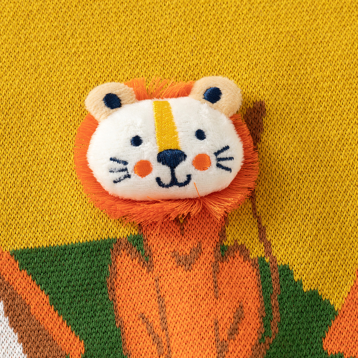 XUANMU Baby Boys Autumn Winter Pullover Sweater Kids Cartoon Lion Jacquard Round Neck Plaid Long Sleeve Knitted Sweaters Tops XB113_voghion.com